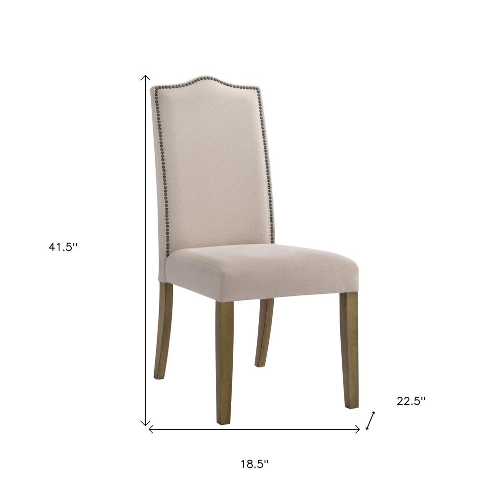 Cream and Brown Linen Dining Parsons Chair HomeRoots