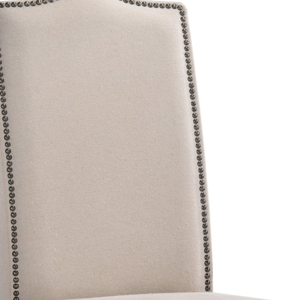 Cream and Brown Linen Dining Parsons Chair HomeRoots