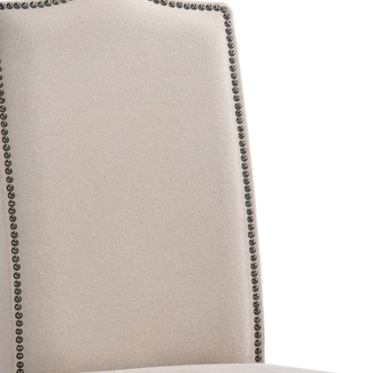 Cream and Brown Linen Dining Parsons Chair HomeRoots