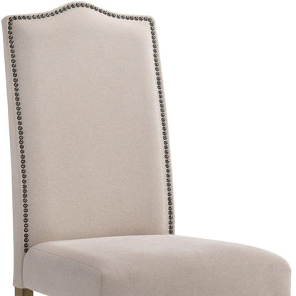 Cream and Brown Linen Dining Parsons Chair HomeRoots