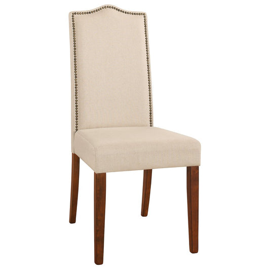 Cream And Chestnut Upholstered Linen Dining Parsons Chair HomeRoots