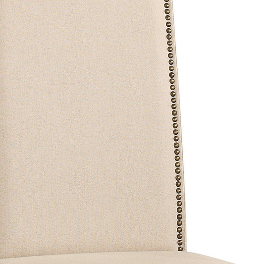 Cream And Chestnut Upholstered Linen Dining Parsons Chair HomeRoots