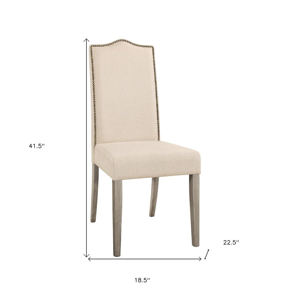Cream and Gray Linen Dining Parsons Chair HomeRoots