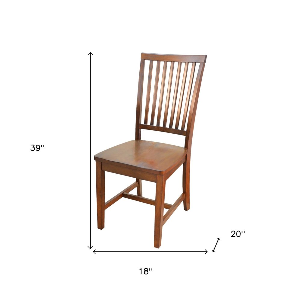 Chestnut Solid Wood Slat Back Dining Side Chair HomeRoots
