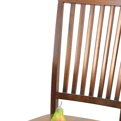 Chestnut Solid Wood Slat Back Dining Side Chair HomeRoots