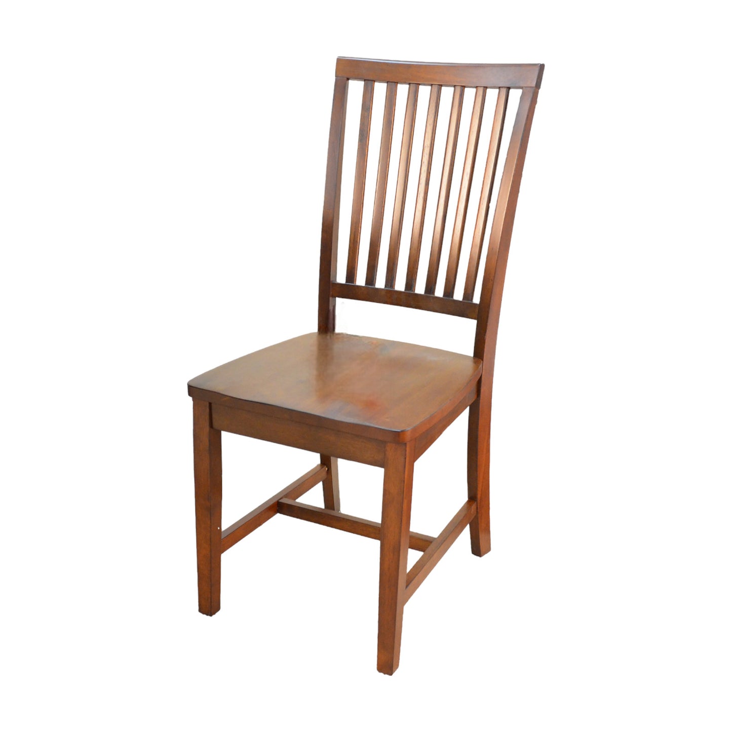 Chestnut Wood Slat Back Dining Side Chair