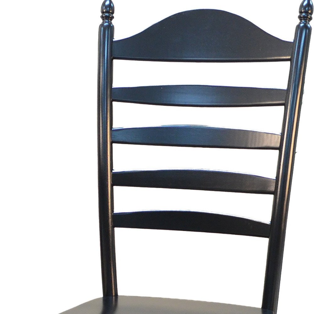 Black Solid Wood Ladder Back Dining Side Chair HomeRoots
