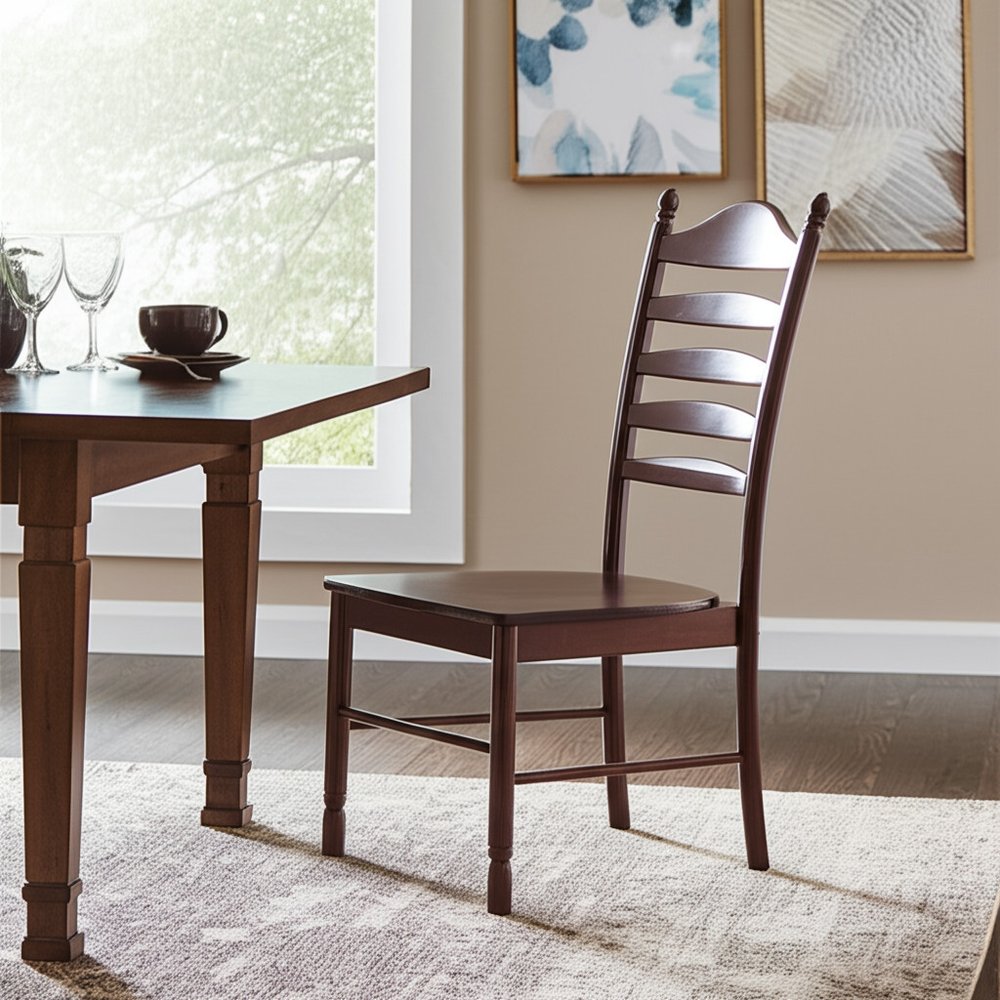 Espresso Wood Ladder Back Dining Side Chair HomeRoots