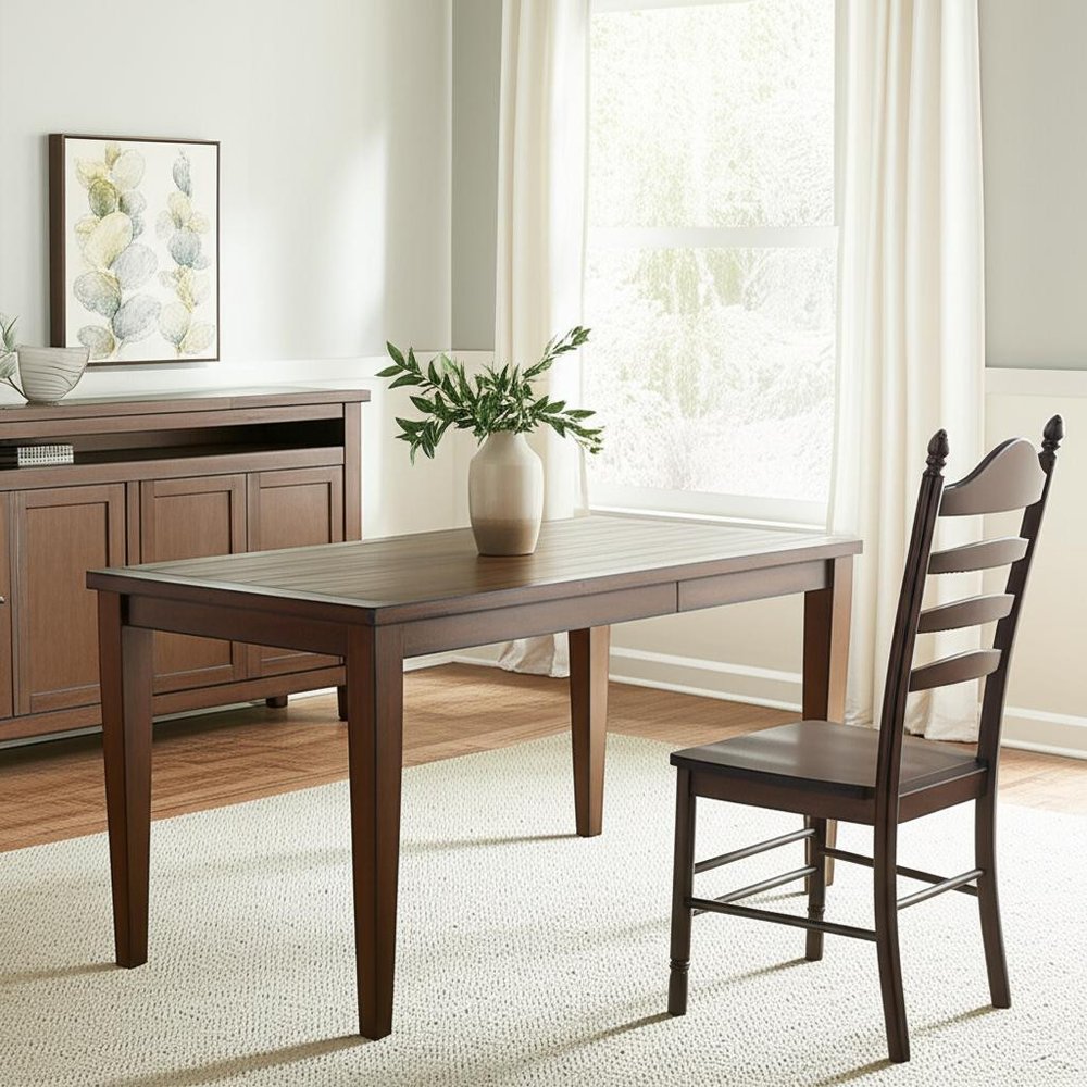 Espresso Wood Ladder Back Dining Side Chair HomeRoots