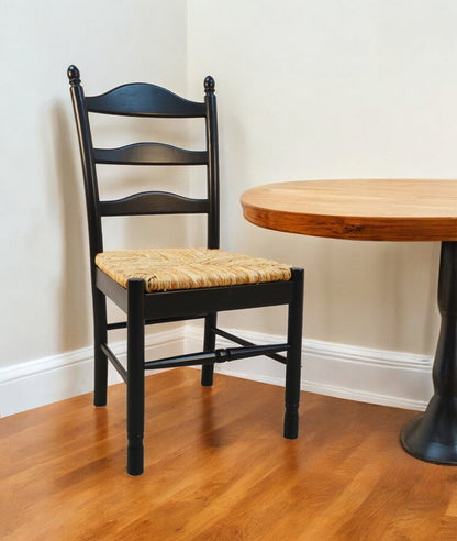 Straw And Black Wood Ladder Back Dining Side Chair HomeRoots