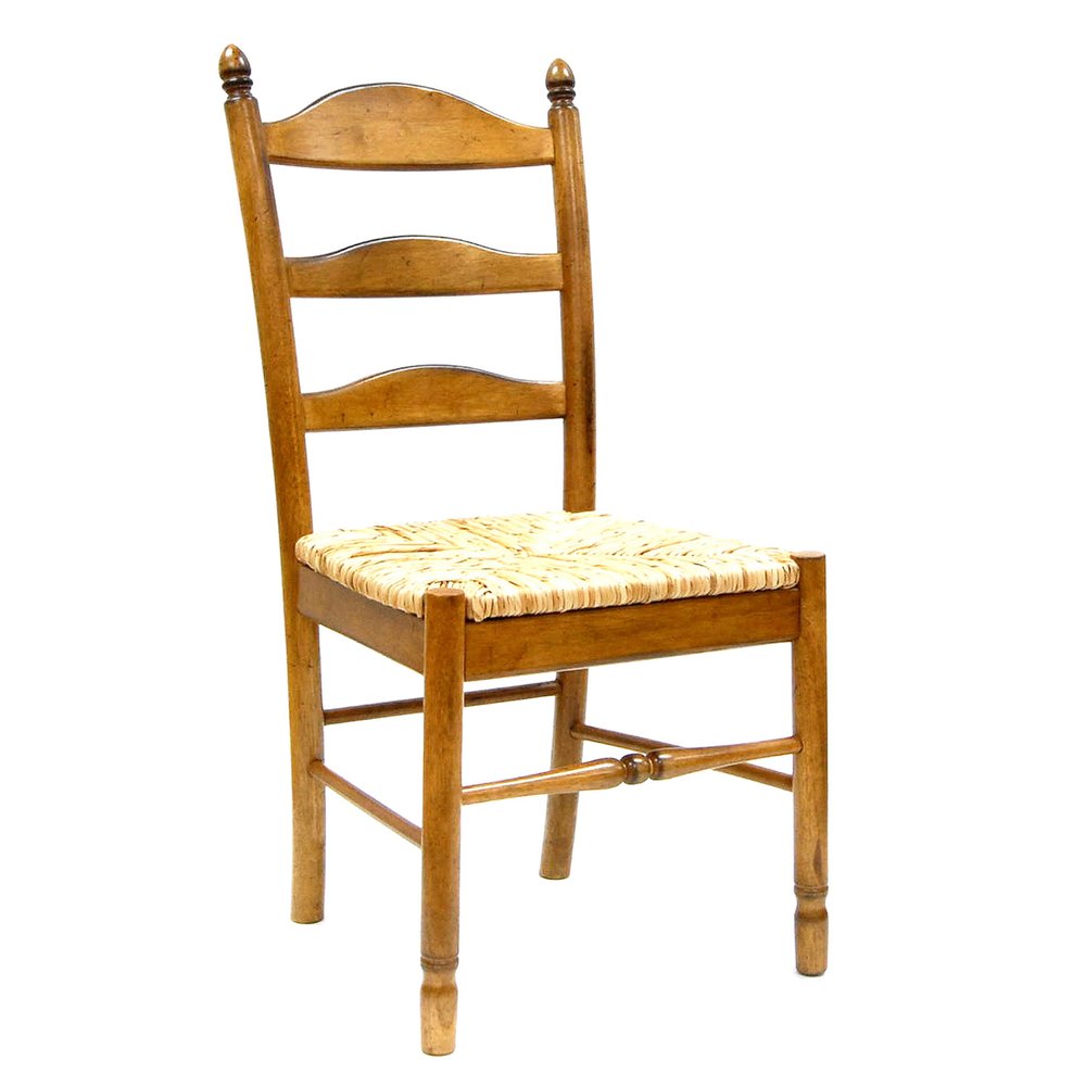 Straw And Brown Wood Ladder Back Dining Side Chair — view 1