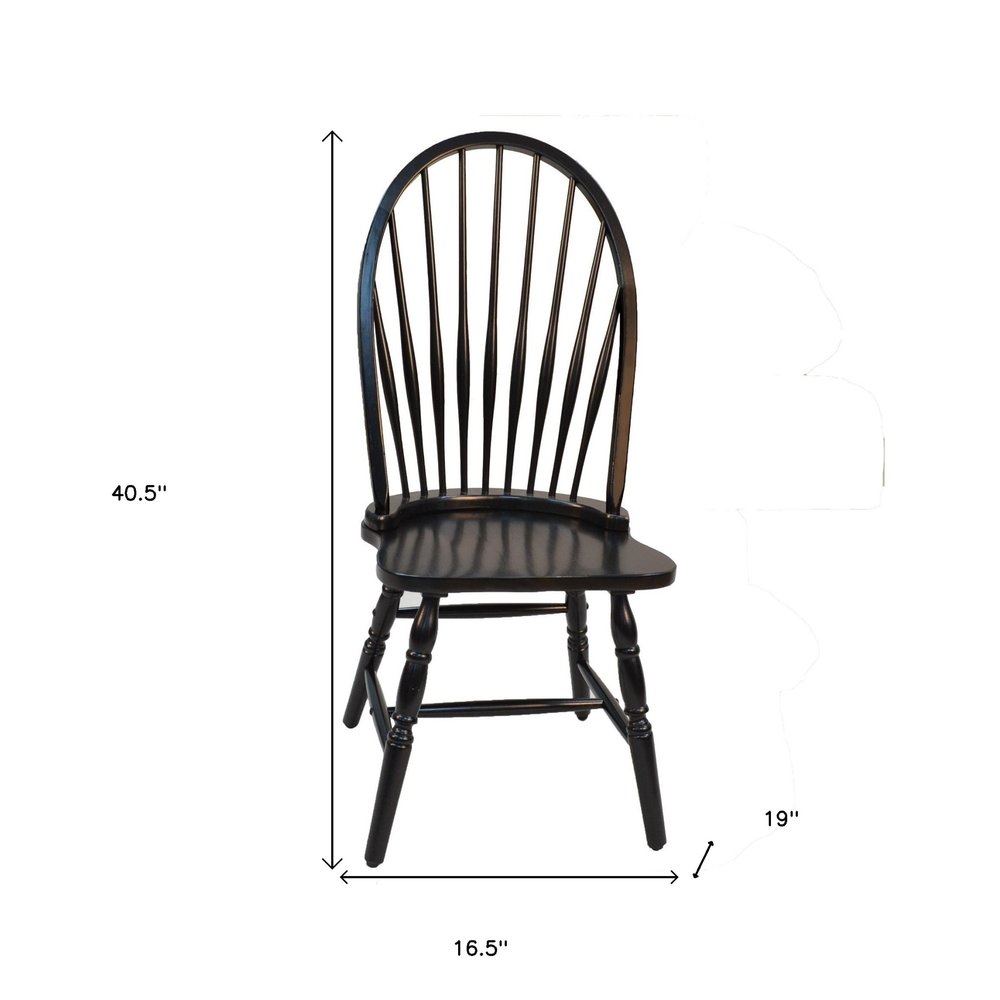 Black Wood Windsor Back Dining Side Chair HomeRoots