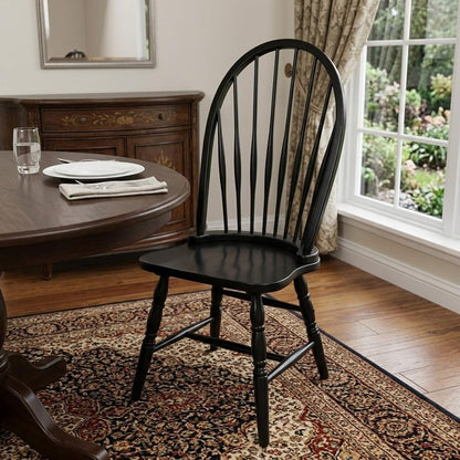 Black Wood Windsor Back Dining Side Chair HomeRoots