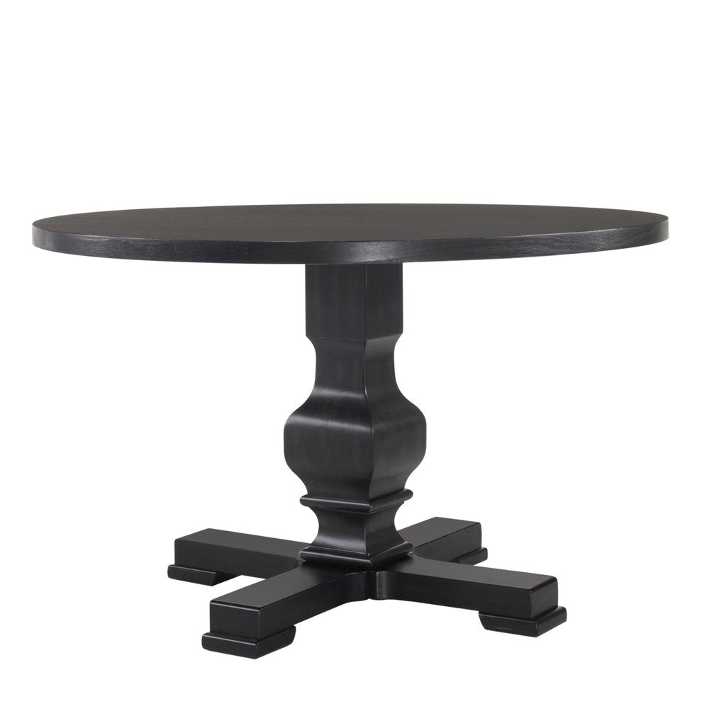 47" Black Rounded Solid Wood Pedestal Base Dining Table HomeRoots