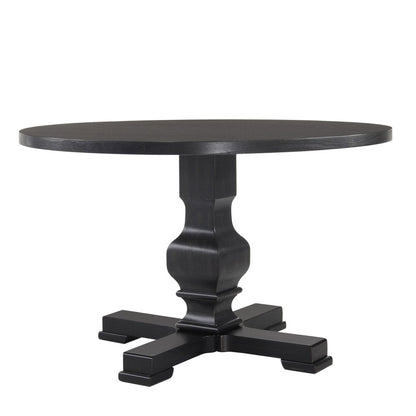 47" Black Rounded Solid Wood Pedestal Base Dining Table HomeRoots