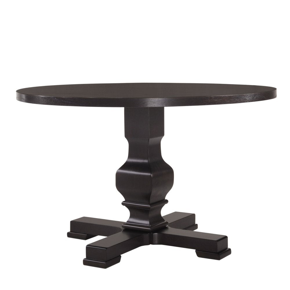 47" Black Rounded Solid Wood Pedestal Base Dining Table HomeRoots