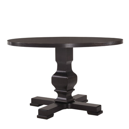 47" Black Rounded Solid Wood Pedestal Base Dining Table HomeRoots