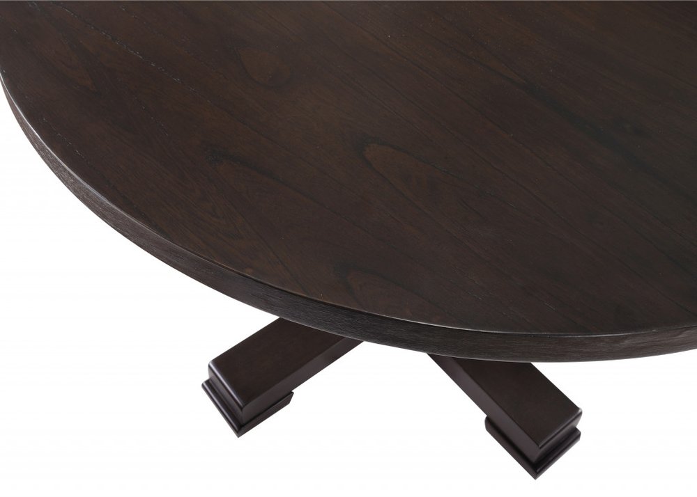 47" Black Rounded Solid Wood Pedestal Base Dining Table HomeRoots