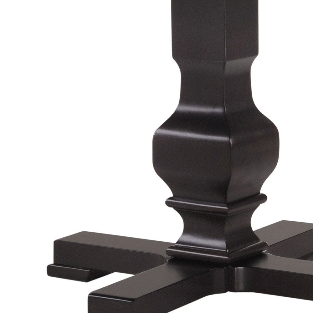 47" Black Rounded Solid Wood Pedestal Base Dining Table HomeRoots