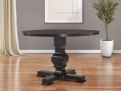 47" Black Rounded Solid Wood Pedestal Base Dining Table HomeRoots