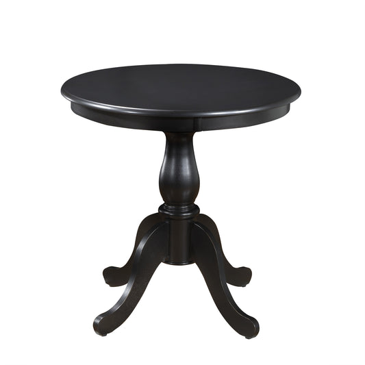 30" Black Rounded Solid Manufactured Wood And Solid Wood Pedestal Base Dining Table