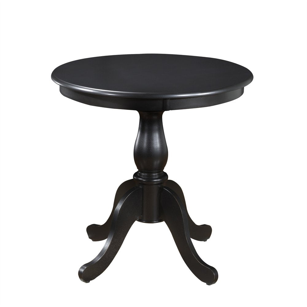 30" Black Rounded Solid Manufactured Wood And Solid Wood Pedestal Base Dining Table HomeRoots