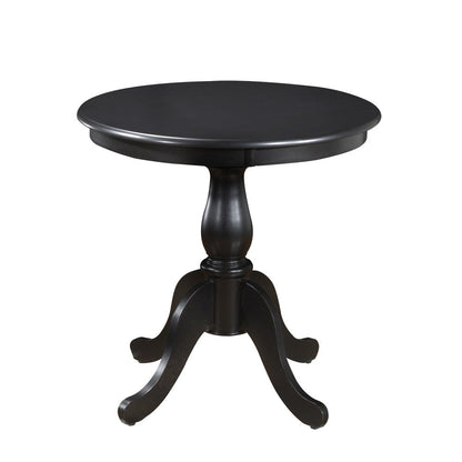30" Black Rounded Solid Manufactured Wood And Solid Wood Pedestal Base Dining Table HomeRoots