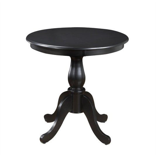 30" Black Rounded Solid Manufactured Wood And Solid Wood Pedestal Base Dining Table HomeRoots