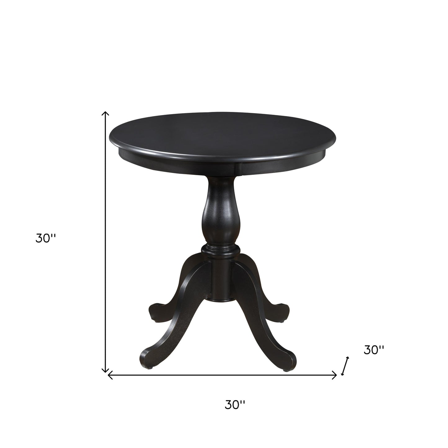 30" Black Rounded Solid Manufactured Wood And Solid Wood Pedestal Base Dining Table