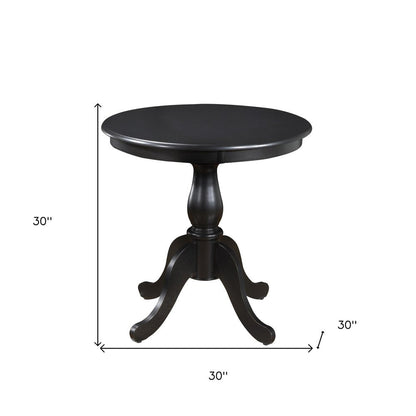 30" Black Rounded Solid Manufactured Wood And Solid Wood Pedestal Base Dining Table HomeRoots