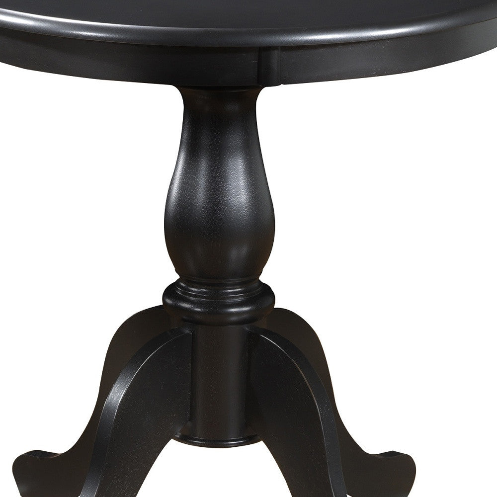 30" Black Rounded Solid Manufactured Wood And Solid Wood Pedestal Base Dining Table