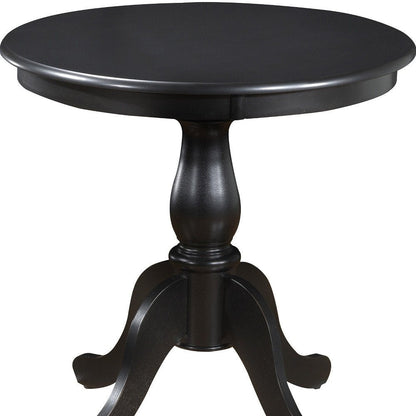 30" Black Rounded Solid Manufactured Wood And Solid Wood Pedestal Base Dining Table HomeRoots