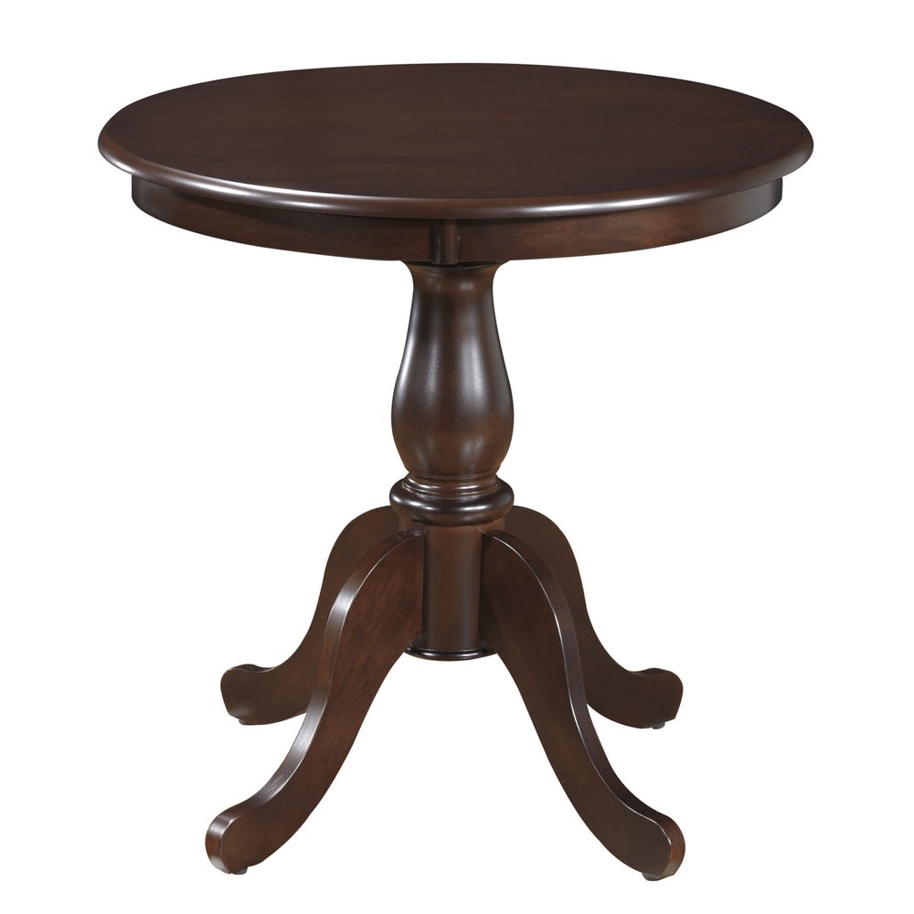30" Espresso Rounded Solid Manufactured Wood And Solid Wood Pedestal Base Dining Table HomeRoots