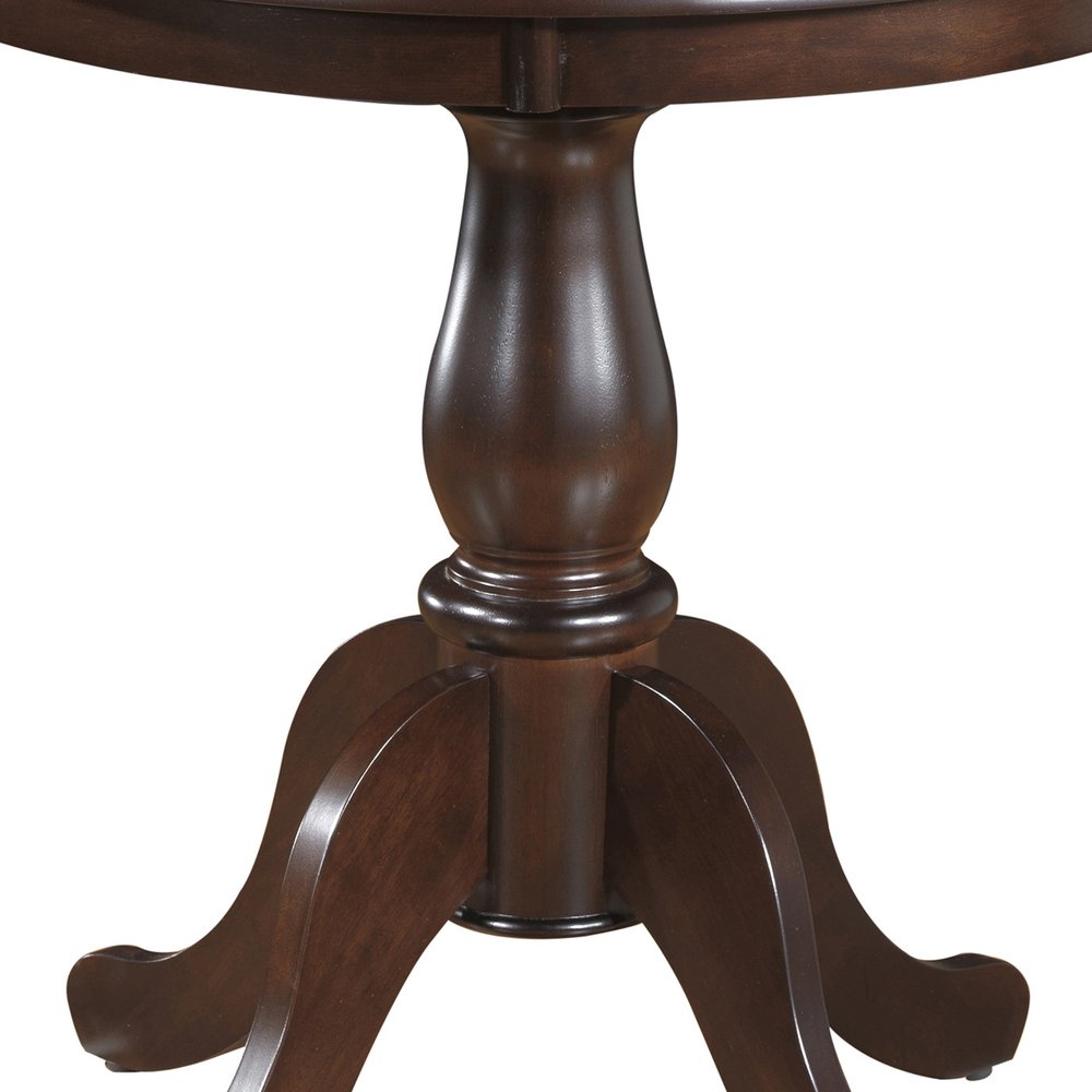 30" Espresso Rounded Solid Manufactured Wood And Solid Wood Pedestal Base Dining Table HomeRoots
