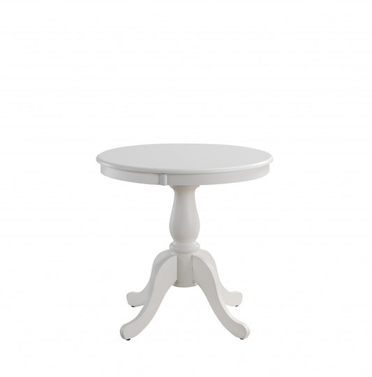 30" White Rounded Solid Manufactured Wood Pedestal Base Dining Table