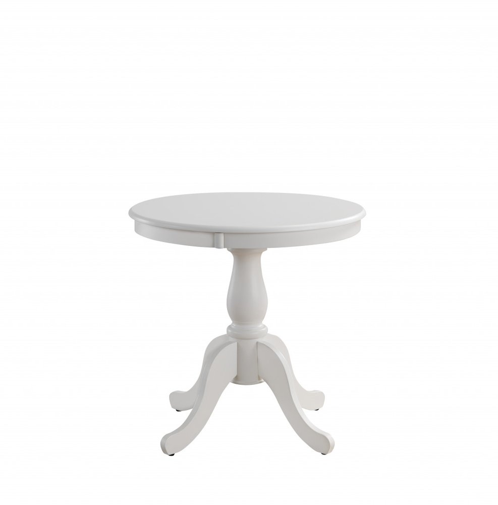 30" White Rounded Solid Manufactured Wood Pedestal Base Dining Table HomeRoots