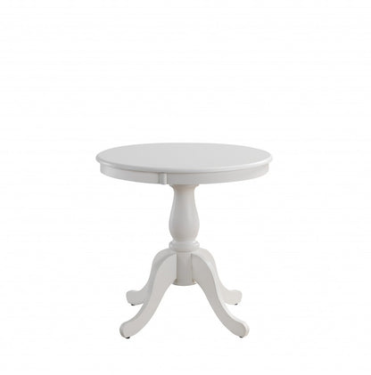 30" White Rounded Solid Manufactured Wood Pedestal Base Dining Table HomeRoots