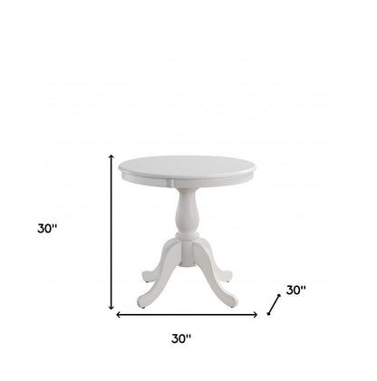 30" White Rounded Solid Manufactured Wood Pedestal Base Dining Table HomeRoots