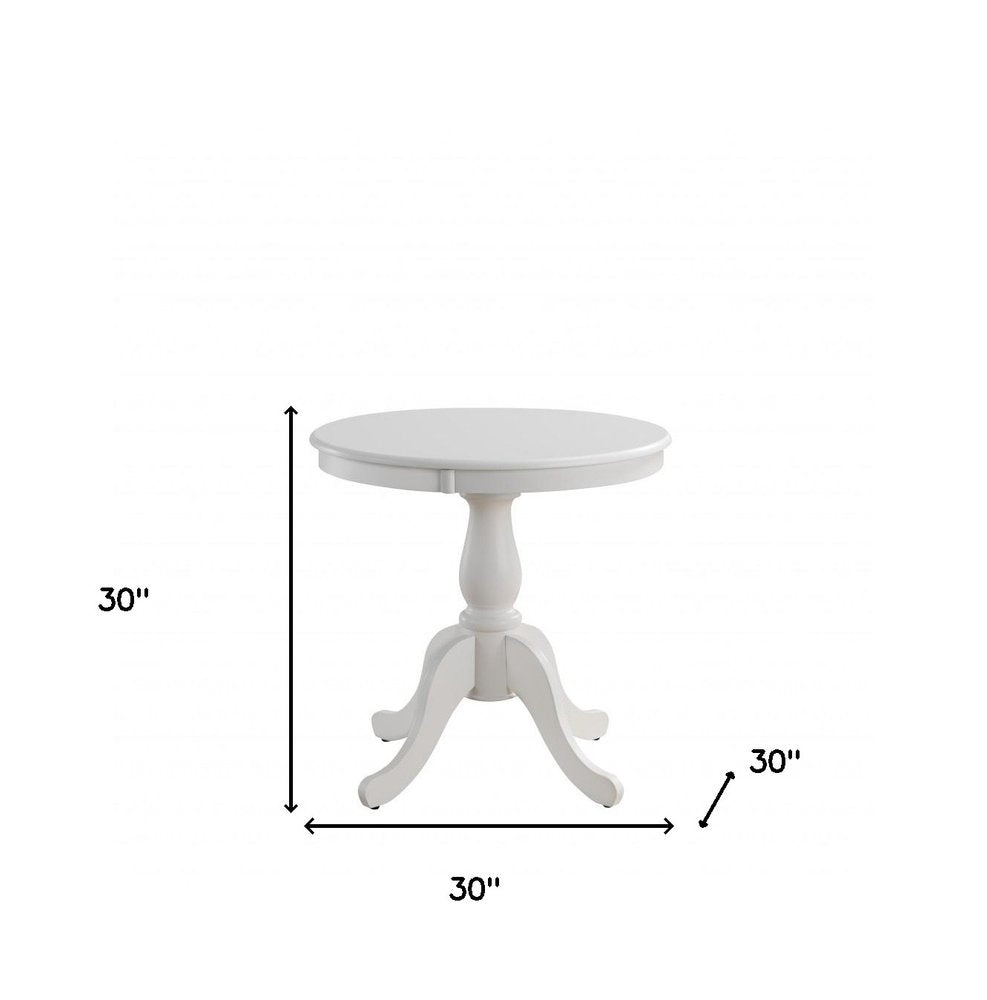 30" White Rounded Solid Manufactured Wood Pedestal Base Dining Table HomeRoots