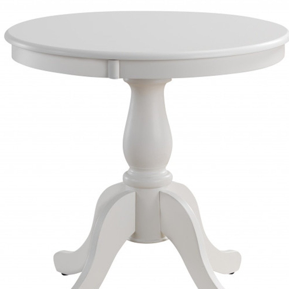 30" White Rounded Solid Manufactured Wood Pedestal Base Dining Table HomeRoots