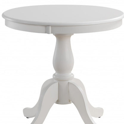 30" White Rounded Solid Manufactured Wood Pedestal Base Dining Table HomeRoots