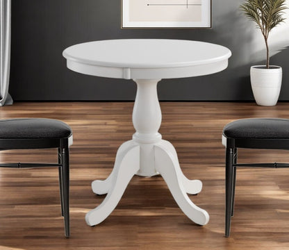 30" White Rounded Solid Manufactured Wood Pedestal Base Dining Table HomeRoots