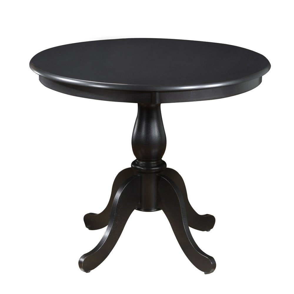 36" Black Rounded Solid Manufactured Wood And Solid Wood Pedestal Base Dining Table HomeRoots