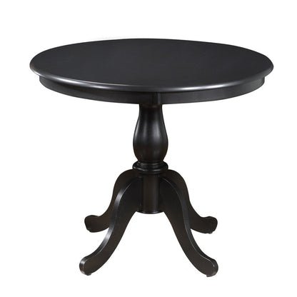 36" Black Rounded Solid Manufactured Wood And Solid Wood Pedestal Base Dining Table HomeRoots