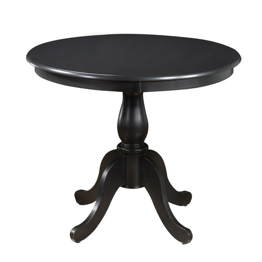 36" Black Rounded Solid Manufactured Wood And Solid Wood Pedestal Base Dining Table HomeRoots