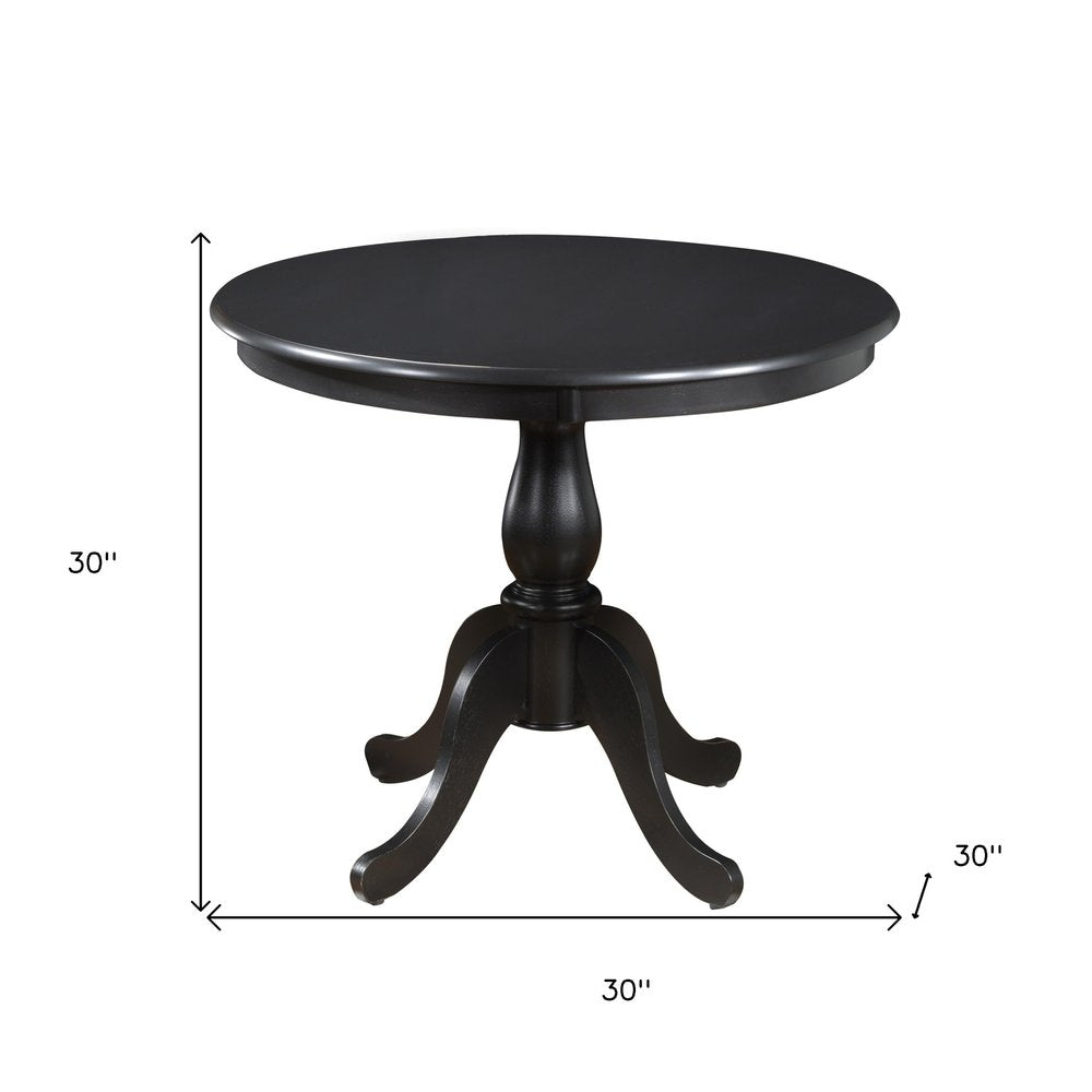 36" Black Rounded Solid Manufactured Wood And Solid Wood Pedestal Base Dining Table — view 2