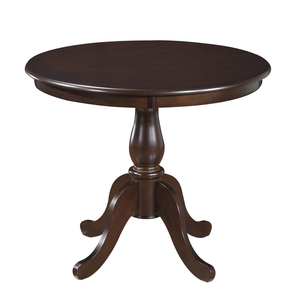 36" Espresso Rounded Solid Manufactured Wood And Solid Wood Pedestal Base Dining Table HomeRoots