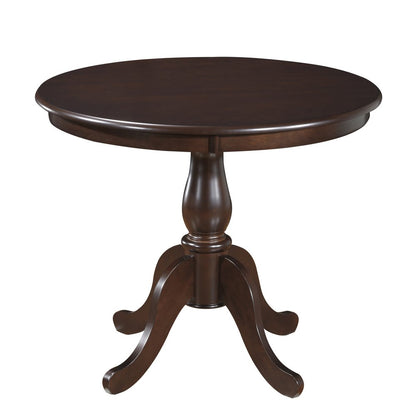 36" Espresso Rounded Solid Manufactured Wood And Solid Wood Pedestal Base Dining Table HomeRoots