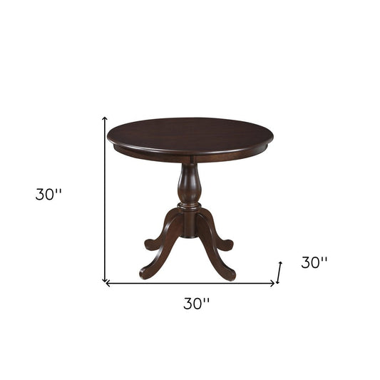 36" Espresso Rounded Solid Manufactured Wood And Solid Wood Pedestal Base Dining Table HomeRoots