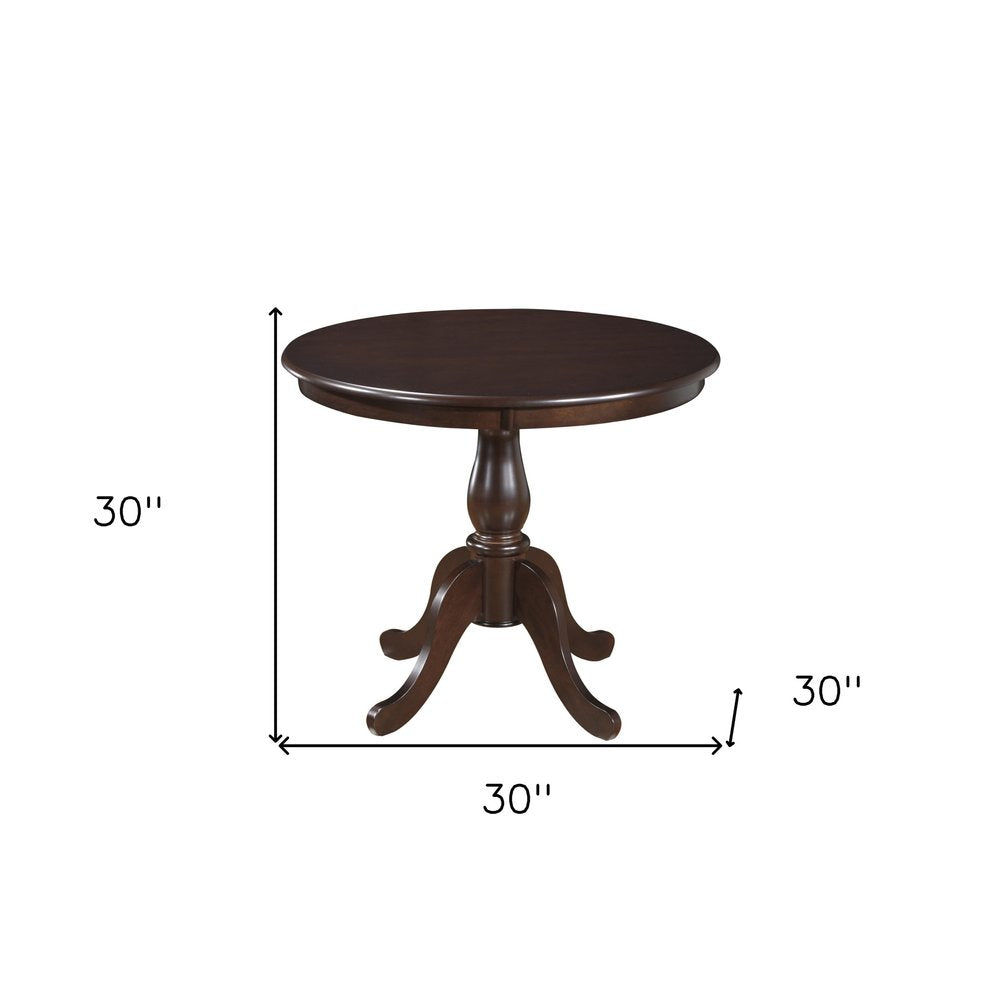 36" Espresso Rounded Solid Manufactured Wood And Solid Wood Pedestal Base Dining Table HomeRoots